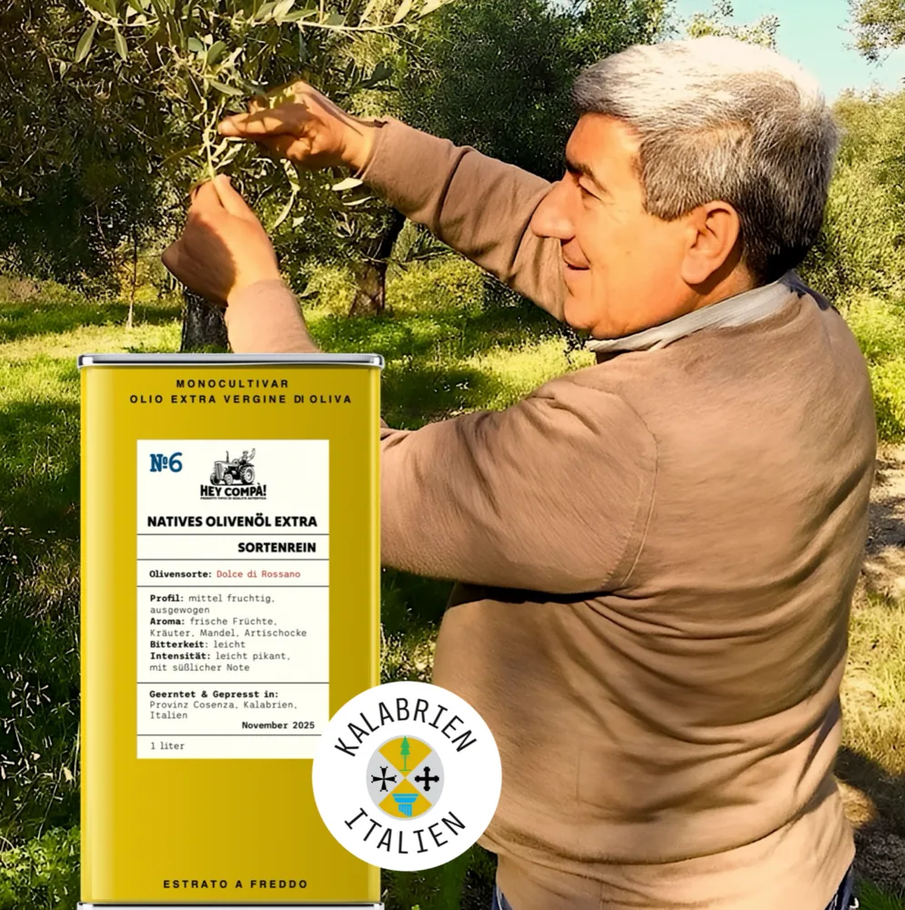 Dolce di Rossano (unfiltered) monocultivar extra virgin olive oil, 1 L